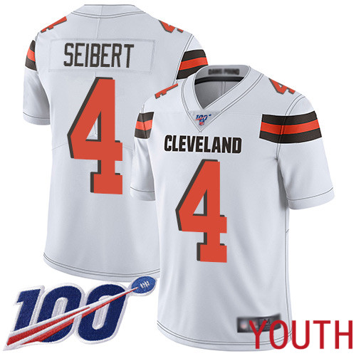Cleveland Browns Austin Seibert Youth White Limited Jersey 4 NFL Football Road 100th Season Vapor Untouchable
